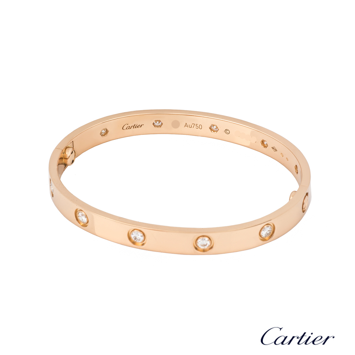  Cartier  Rose Gold Full Diamond  Love Bracelet  Size 16 
